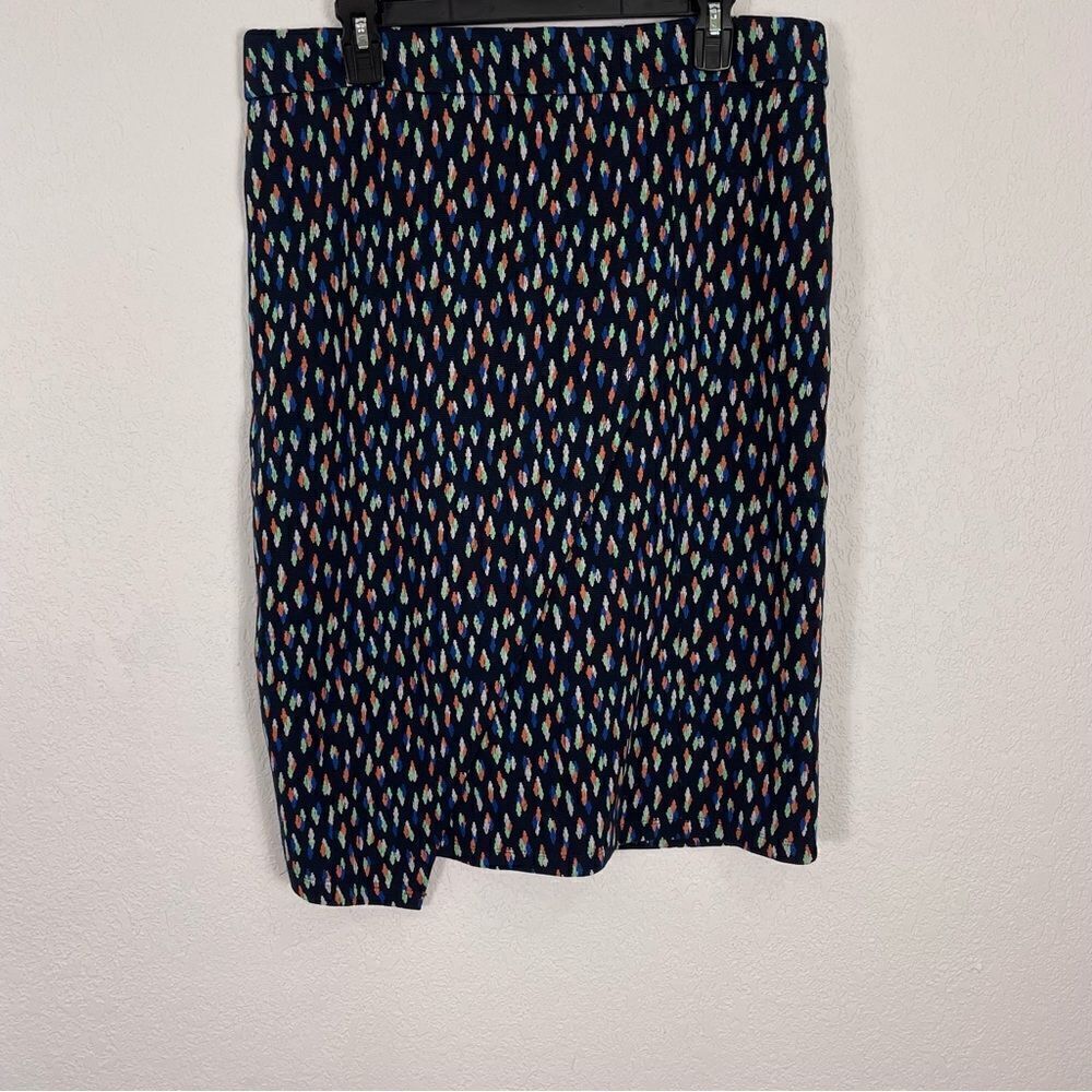 Maeve by‎ Anthropologie Black with Orange, Blue, & Green Patterned Pencil Skirt